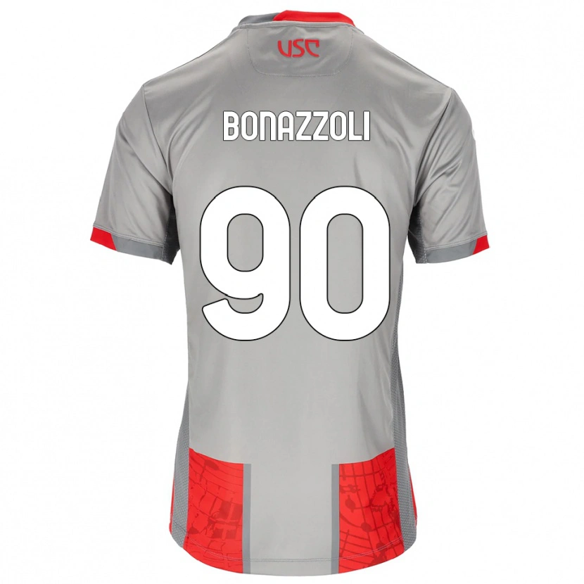 Danxen Hombre Camiseta Federico Bonazzoli #90 Rojo Gris 1ª Equipación 2025/26 La Camisa México