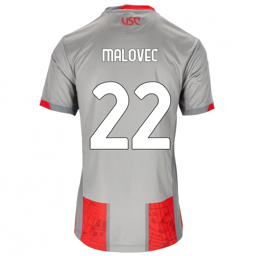 Danxen Hombre Camiseta Adrian Malovec #22 Rojo Gris 1ª Equipación 2025/26 La Camisa México