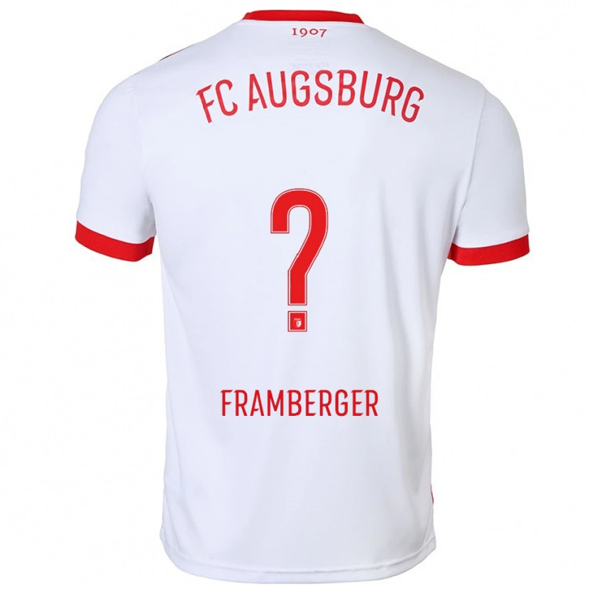 Danxen Hombre Camiseta Raphael Framberger #0 Blanco Rojo 1ª Equipación 2025/26 La Camisa México