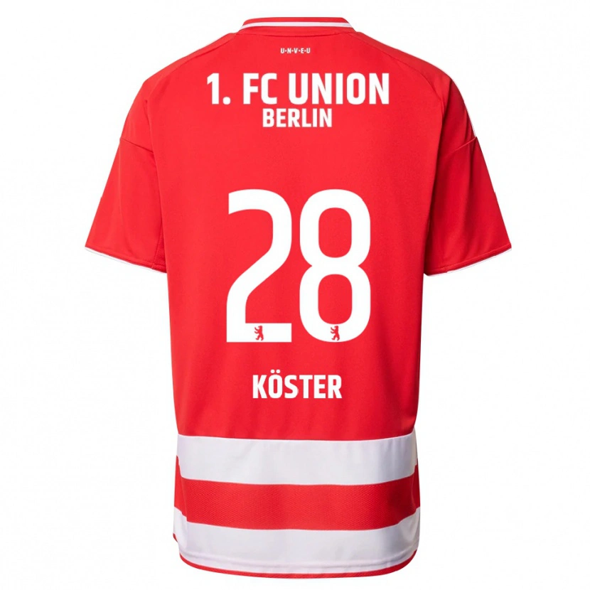 Danxen Hombre Camiseta Leonie Köster #28 Rojo Blanco 1ª Equipación 2025/26 La Camisa México