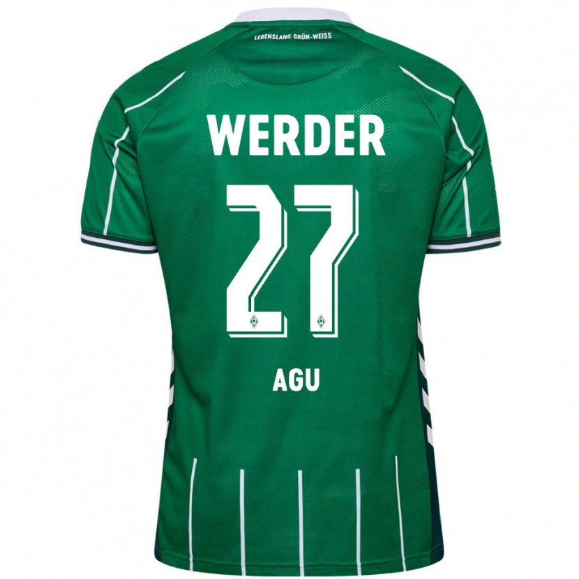 Danxen Hombre Camiseta Felix Agu #27 Verde Blanco 1ª Equipación 2025/26 La Camisa México