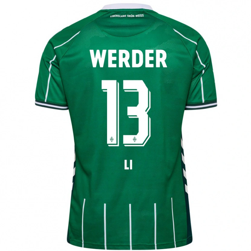 Danxen Hombre Camiseta Xiancheng Li #13 Verde Blanco 1ª Equipación 2025/26 La Camisa México
