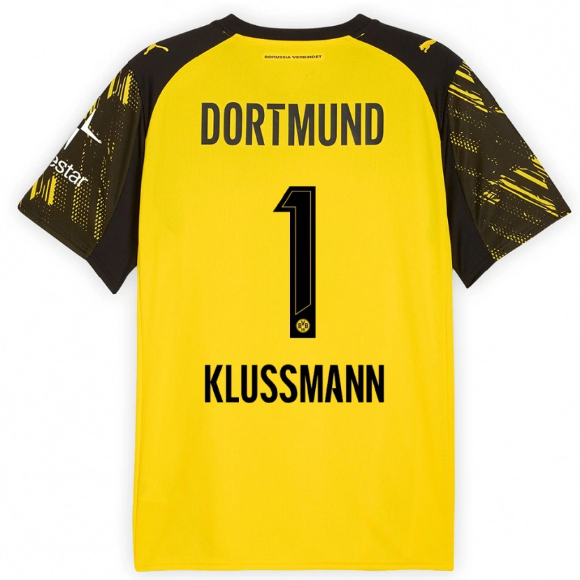 Danxen Hombre Camiseta Leon Klußmann #1 Amarillo Negro 1ª Equipación 2025/26 La Camisa México