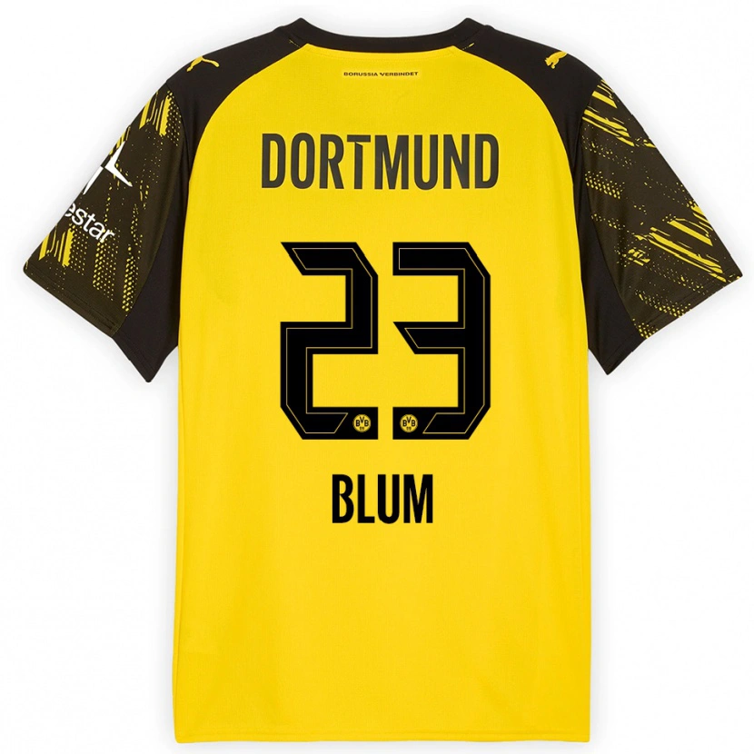 Danxen Hombre Camiseta Caroline Blum #23 Amarillo Negro 1ª Equipación 2025/26 La Camisa México