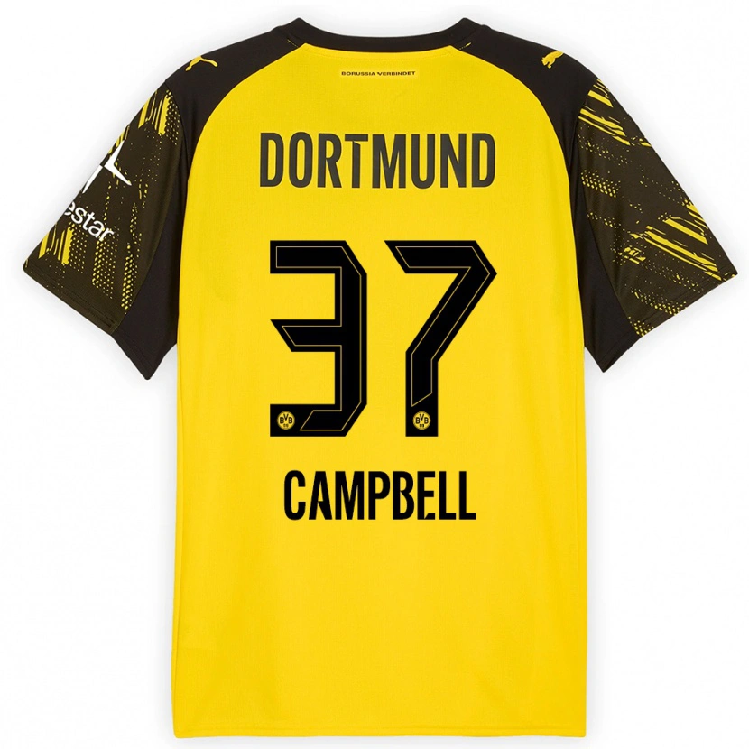 Danxen Hombre Camiseta Cole Campbell #37 Amarillo Negro 1ª Equipación 2025/26 La Camisa México