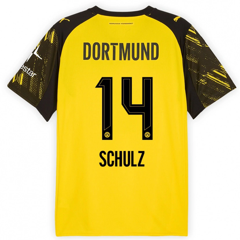 Danxen Hombre Camiseta Nico Schulz #14 Amarillo Negro 1ª Equipación 2025/26 La Camisa México