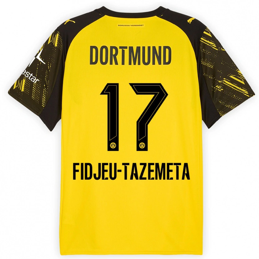 Danxen Hombre Camiseta Thierry Fidjeu-Tazemeta #17 Amarillo Negro 1ª Equipación 2025/26 La Camisa México