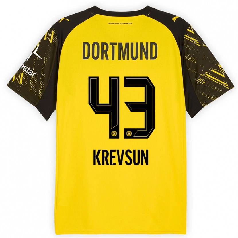 Danxen Hombre Camiseta Danylo Krevsun #43 Amarillo Negro 1ª Equipación 2025/26 La Camisa México