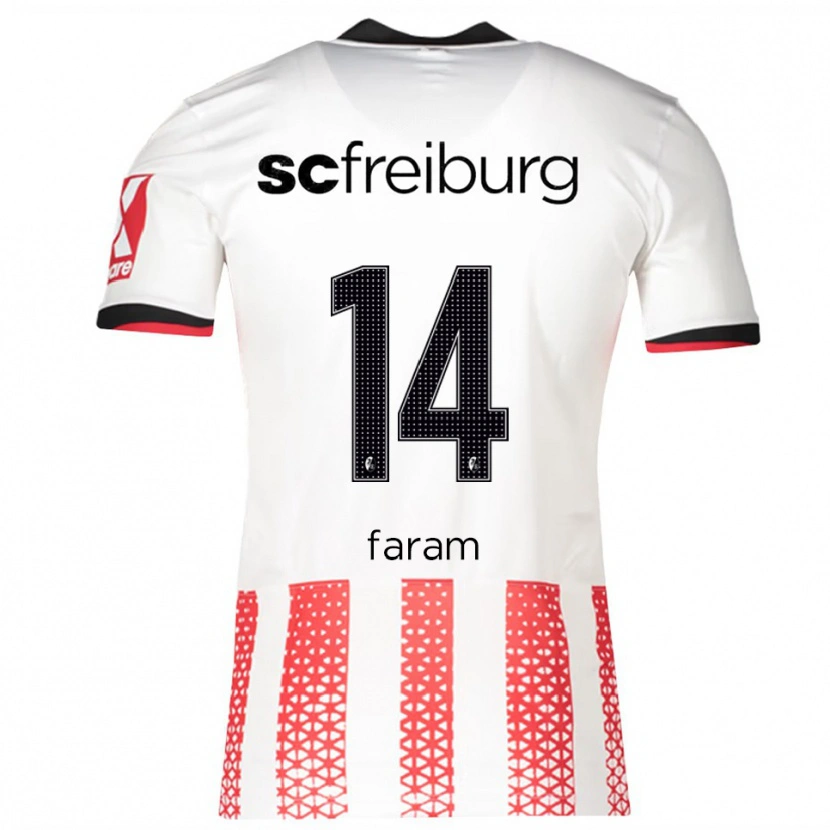 Danxen Hombre Camiseta Djamal Faram #14 Blanco Rojo 1ª Equipación 2025/26 La Camisa México
