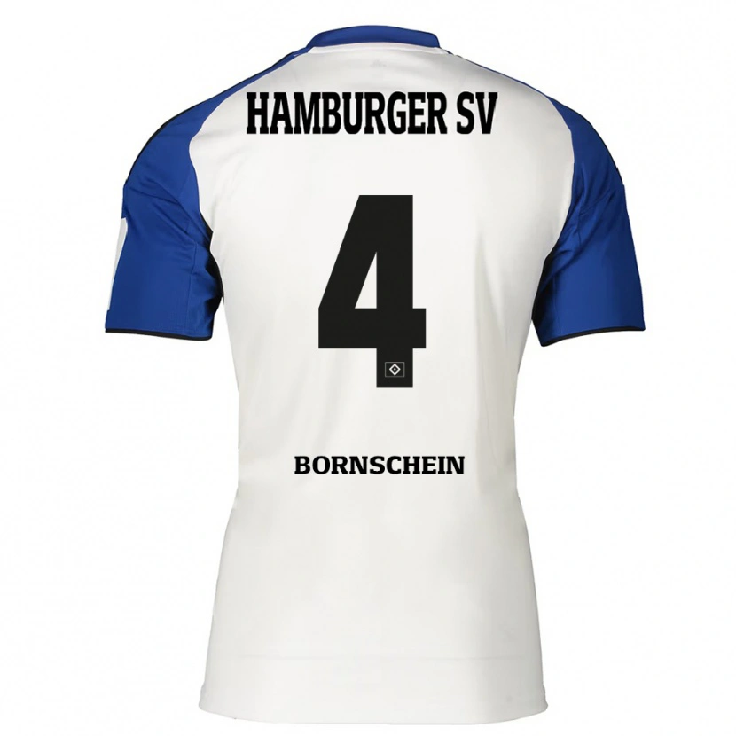 Danxen Hombre Camiseta Lukas Bornschein #4 Blanco Azul 1ª Equipación 2025/26 La Camisa México