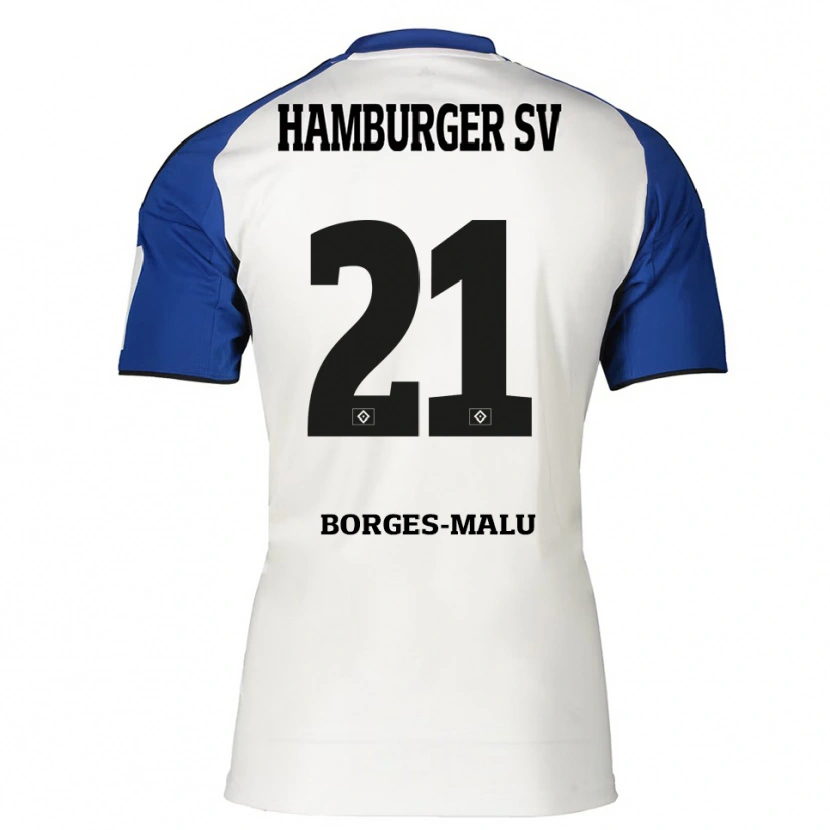 Danxen Hombre Camiseta Louis Borges-Malu #21 Blanco Azul 1ª Equipación 2025/26 La Camisa México