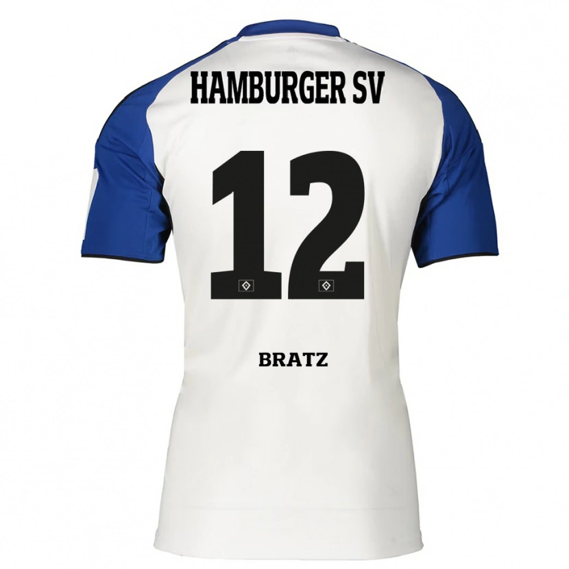 Danxen Hombre Camiseta Julian Brätz #12 Blanco Azul 1ª Equipación 2025/26 La Camisa México