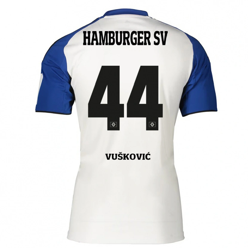 Danxen Hombre Camiseta Mario Vuskovic #44 Blanco Azul 1ª Equipación 2025/26 La Camisa México