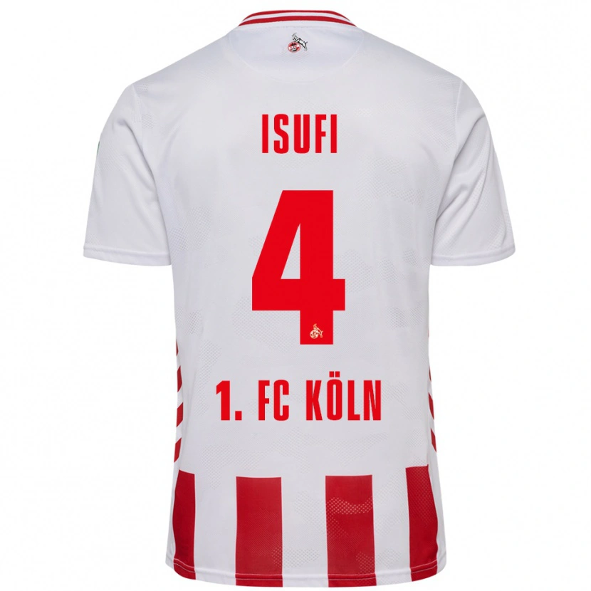 Danxen Hombre Camiseta Leo Isufi #4 Blanco Rojo 1ª Equipación 2025/26 La Camisa México