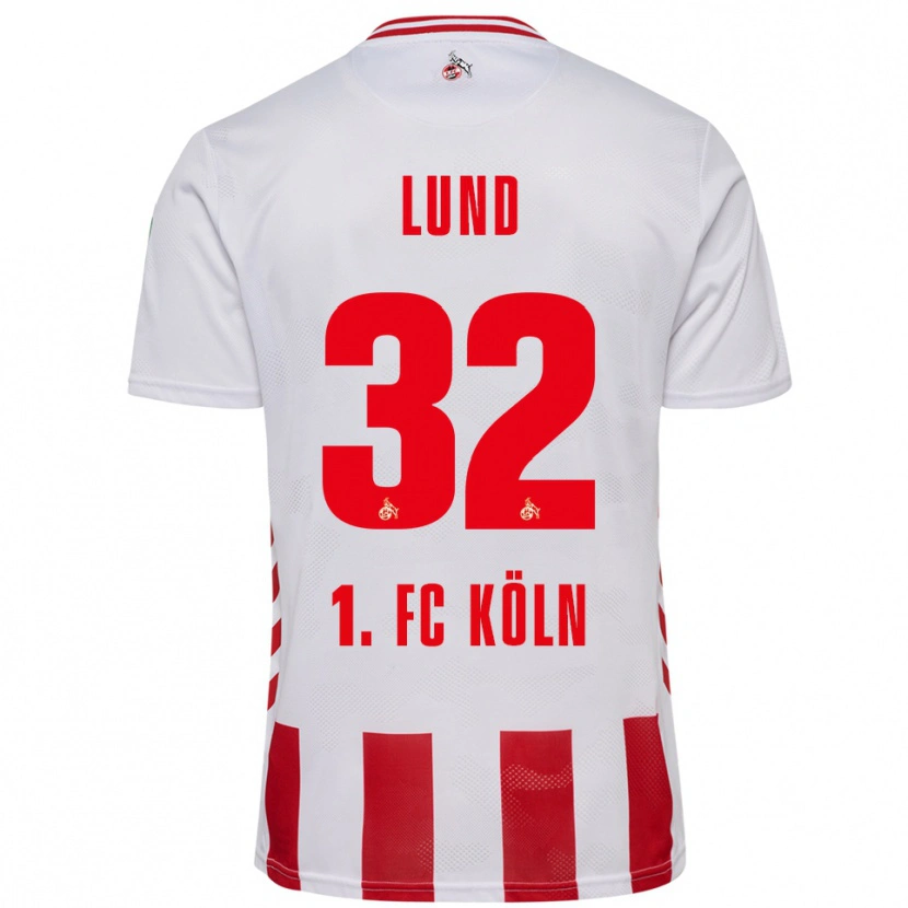 Danxen Hombre Camiseta Kristoffer Lund #32 Blanco Rojo 1ª Equipación 2025/26 La Camisa México