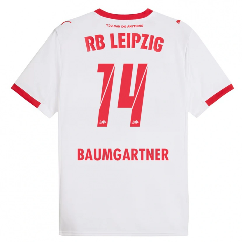 Danxen Hombre Camiseta Christoph Baumgartner #14 Blanco Rojo 1ª Equipación 2025/26 La Camisa México
