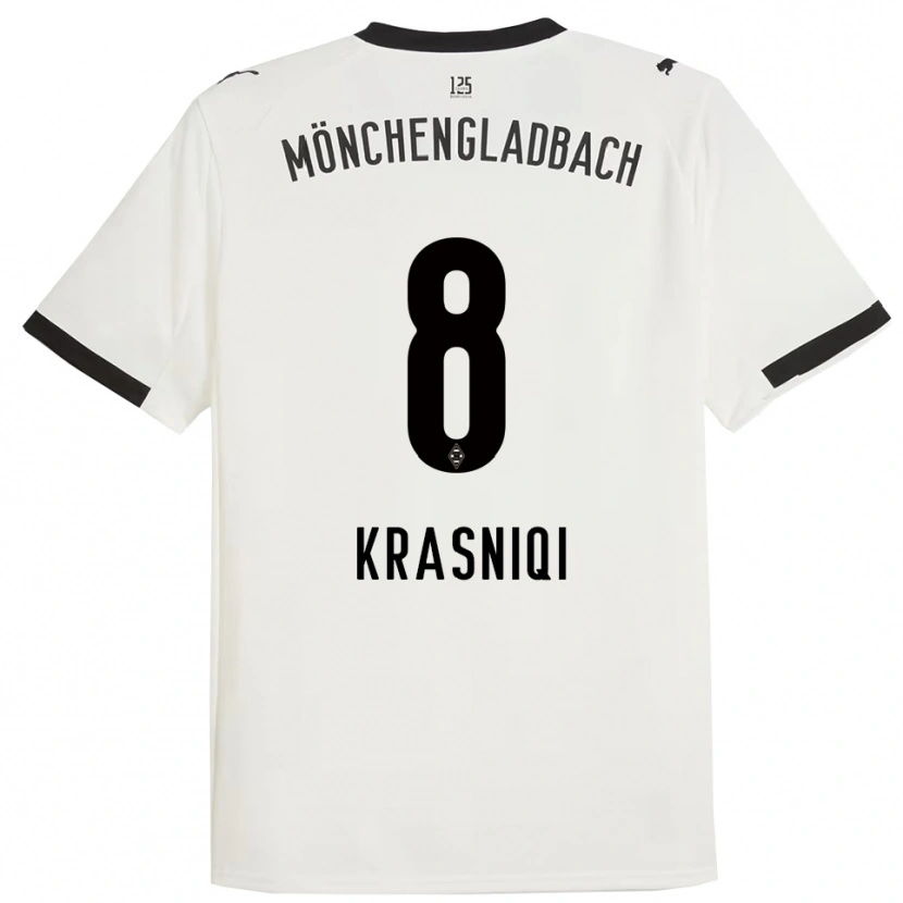 Danxen Hombre Camiseta Engjell Krasniqi #8 Blanco Negro 1ª Equipación 2025/26 La Camisa México
