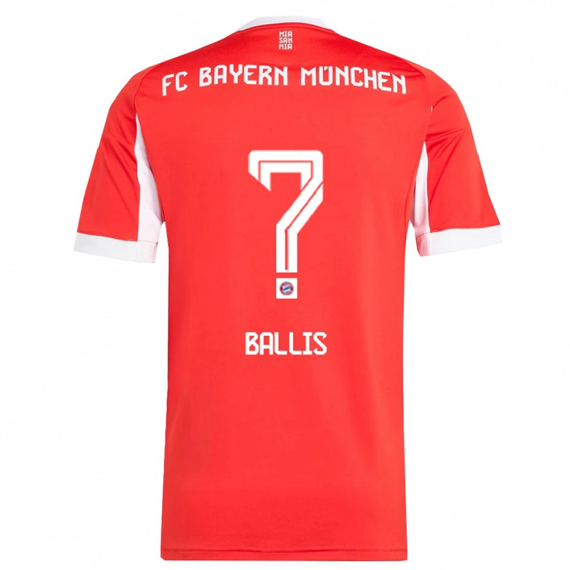 Danxen Hombre Camiseta Benjamin Ballis #0 Rojo Blanco 1ª Equipación 2025/26 La Camisa México