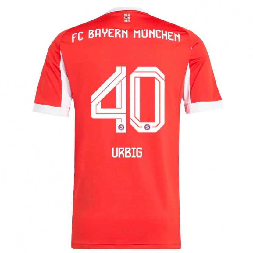 Danxen Hombre Camiseta Jonas Urbig #40 Rojo Blanco 1ª Equipación 2025/26 La Camisa México