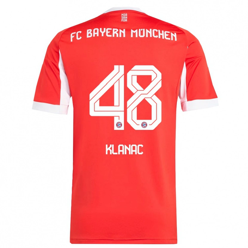 Danxen Hombre Camiseta Leon Klanac #48 Rojo Blanco 1ª Equipación 2025/26 La Camisa México