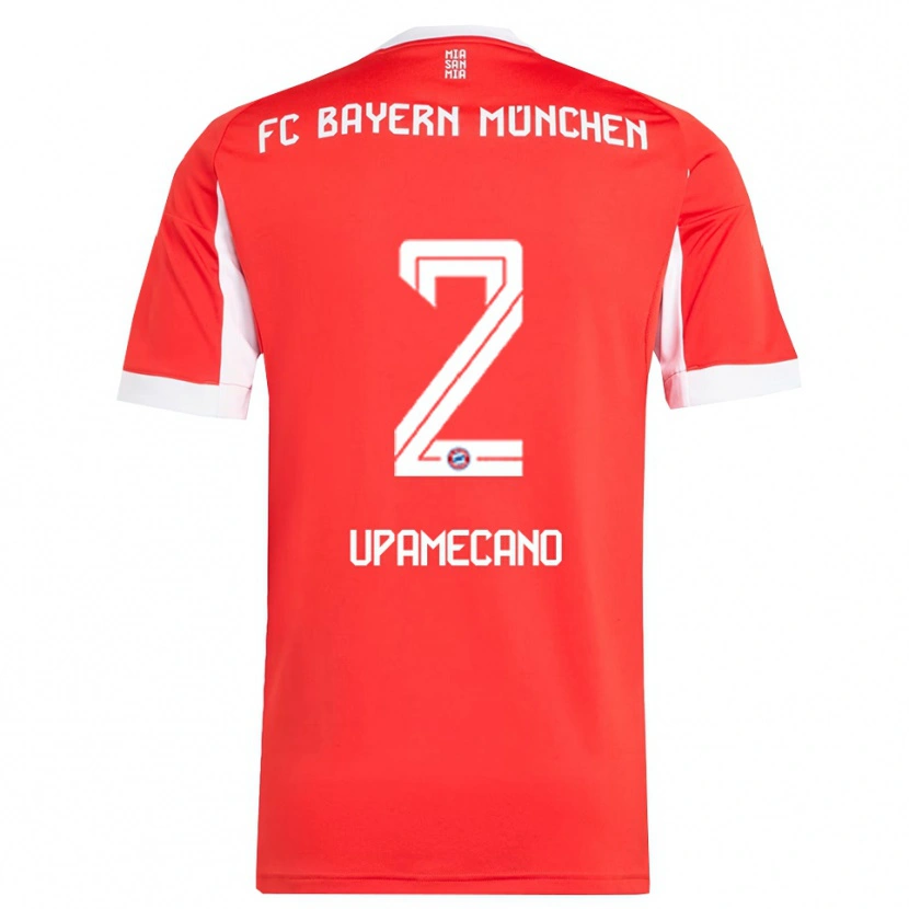 Danxen Hombre Camiseta Dayot Upamecano #2 Rojo Blanco 1ª Equipación 2025/26 La Camisa México