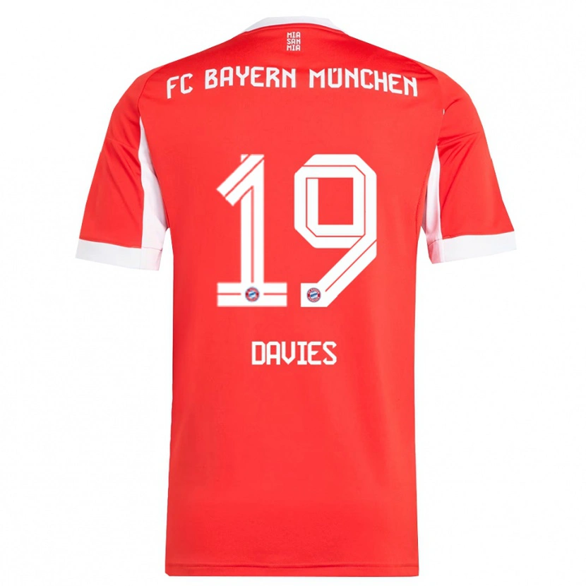 Danxen Hombre Camiseta Alphonso Davies #19 Rojo Blanco 1ª Equipación 2025/26 La Camisa México