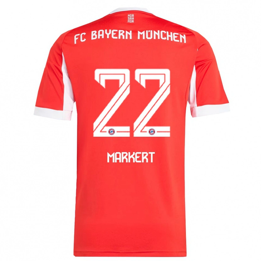Danxen Hombre Camiseta Leon Markert #22 Rojo Blanco 1ª Equipación 2025/26 La Camisa México