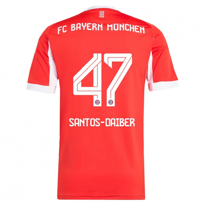 Danxen Hombre Camiseta David Santos Daiber #47 Rojo Blanco 1ª Equipación 2025/26 La Camisa México