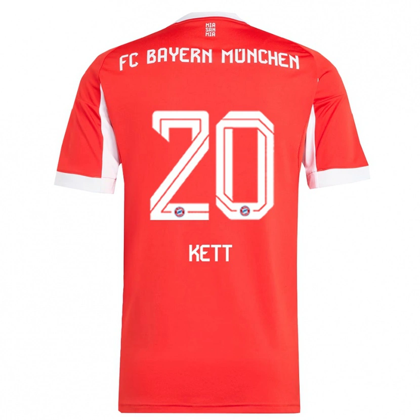 Danxen Hombre Camiseta Franziska Kett #20 Rojo Blanco 1ª Equipación 2025/26 La Camisa México