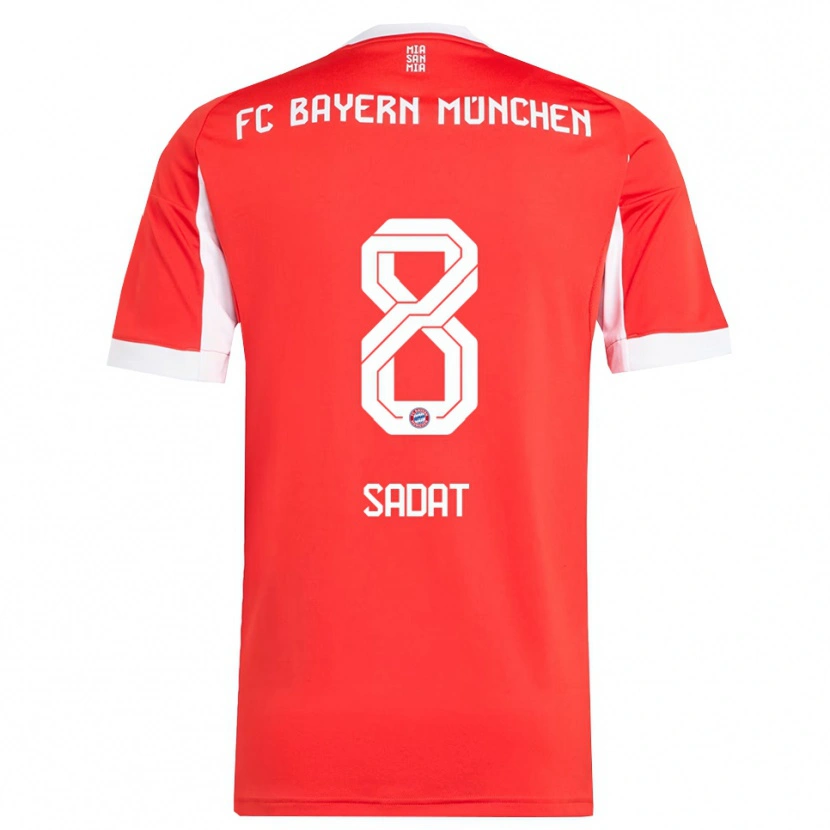 Danxen Hombre Camiseta Mudaser Sadat #8 Rojo Blanco 1ª Equipación 2025/26 La Camisa México