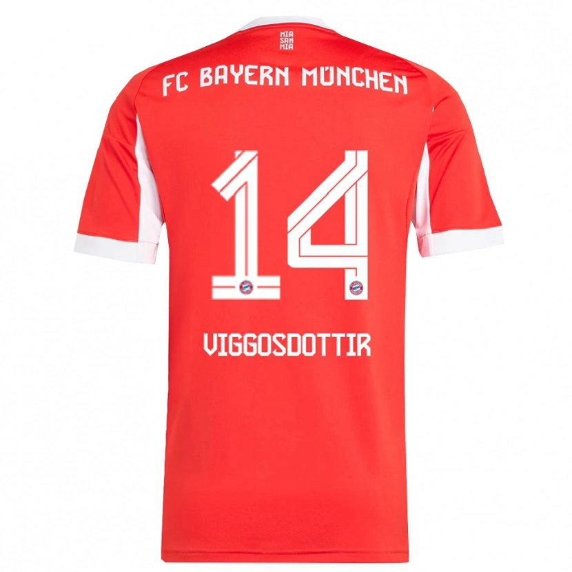 Danxen Hombre Camiseta Glodis Perla Viggosdottir #14 Rojo Blanco 1ª Equipación 2025/26 La Camisa México