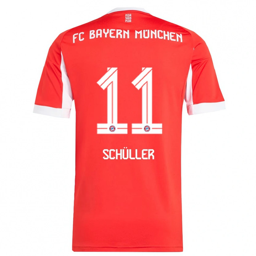 Danxen Hombre Camiseta Lea Schüller #11 Rojo Blanco 1ª Equipación 2025/26 La Camisa México