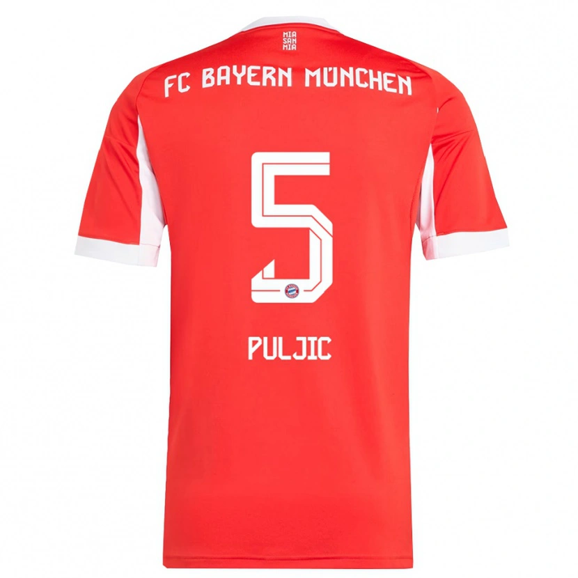 Danxen Hombre Camiseta Ljubo Puljic #5 Rojo Blanco 1ª Equipación 2025/26 La Camisa México