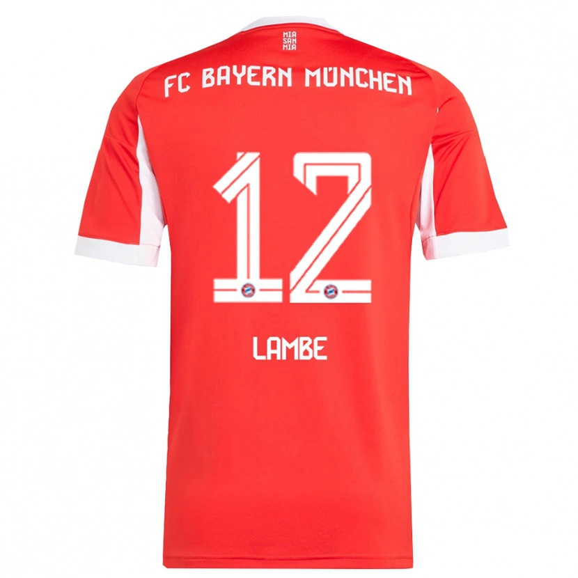 Danxen Hombre Camiseta Allen Junior Lambé #12 Rojo Blanco 1ª Equipación 2025/26 La Camisa México