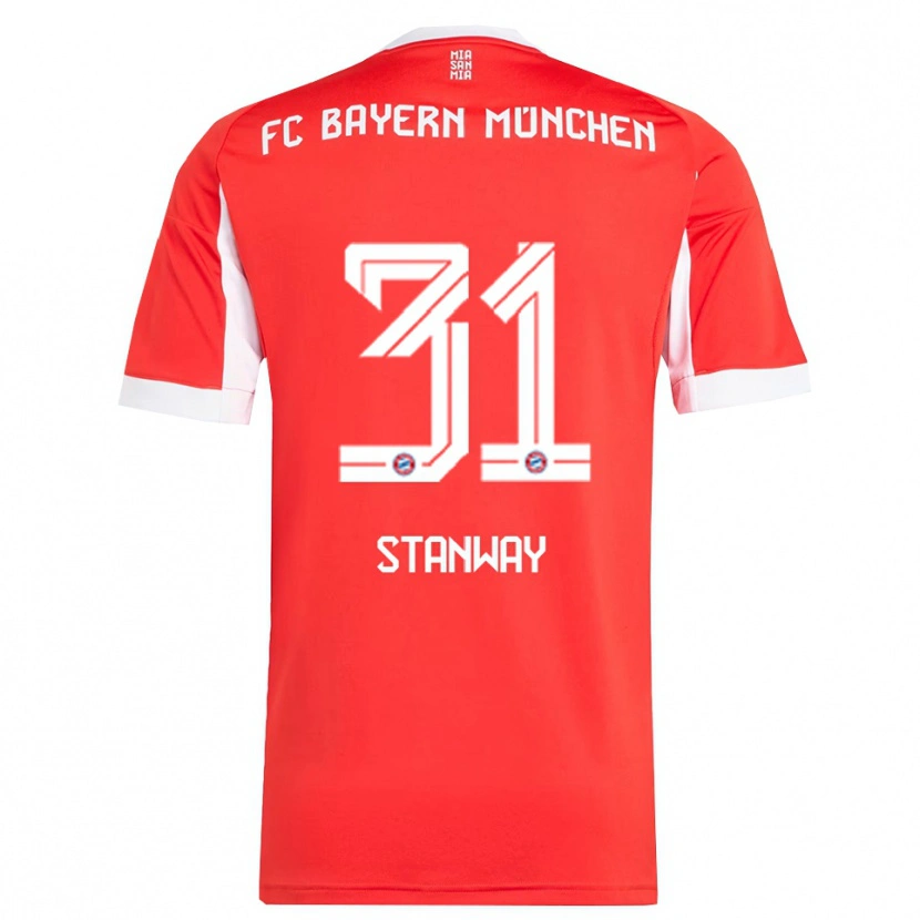 Danxen Hombre Camiseta Georgia Stanway #31 Rojo Blanco 1ª Equipación 2025/26 La Camisa México