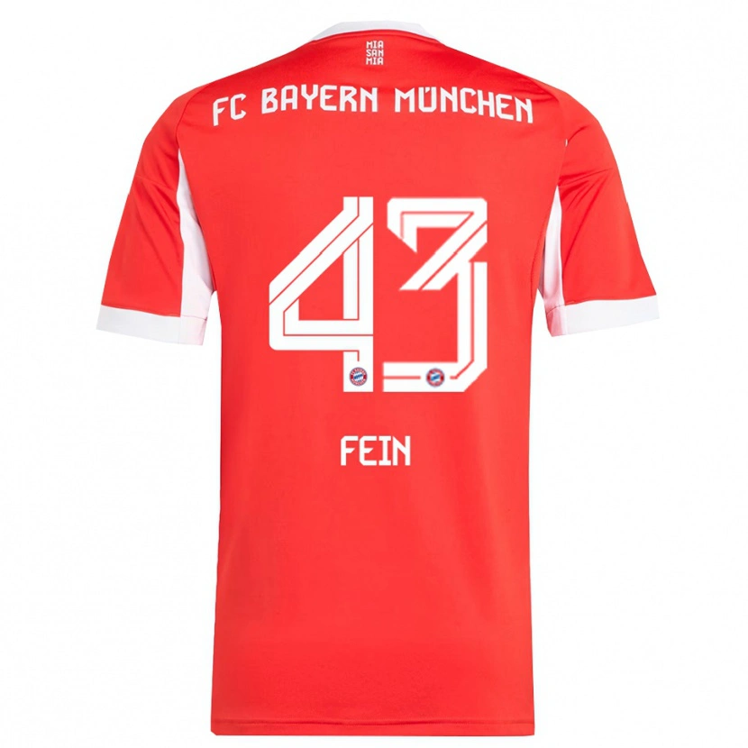 Danxen Hombre Camiseta Adrian Fein #43 Rojo Blanco 1ª Equipación 2025/26 La Camisa México