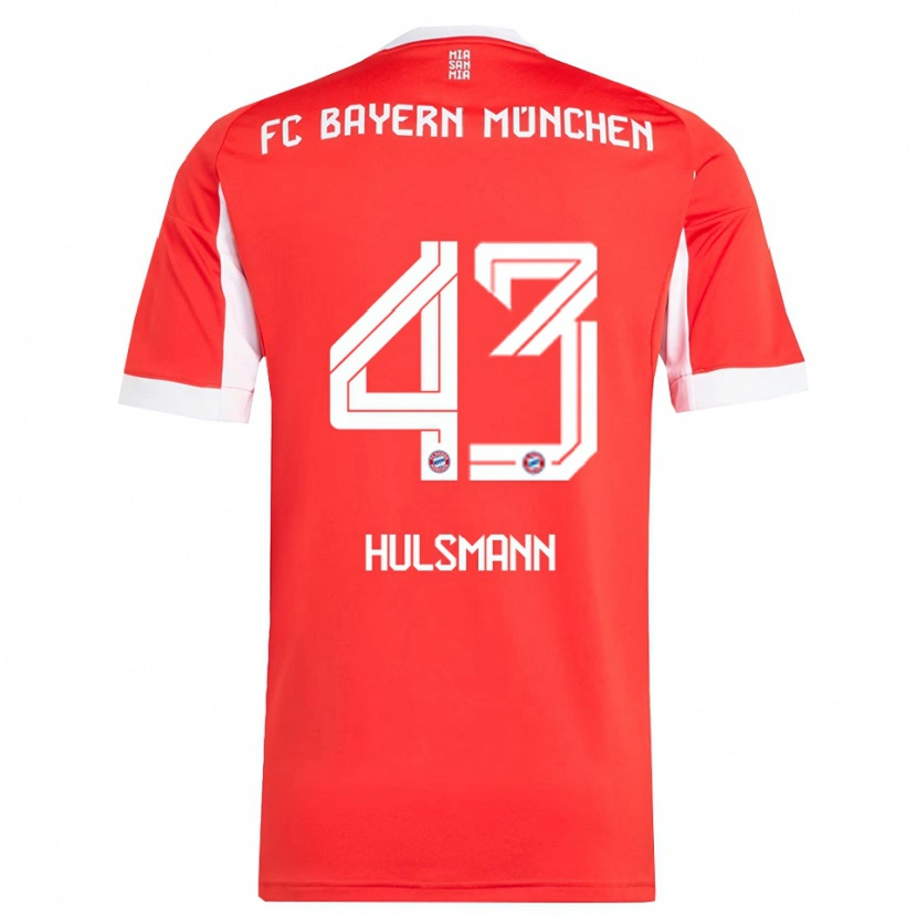 Danxen Hombre Camiseta Tom Hulsmann #43 Rojo Blanco 1ª Equipación 2025/26 La Camisa México