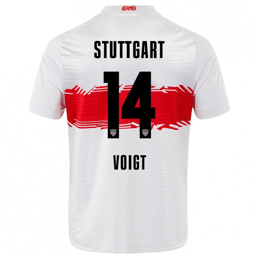 Danxen Hombre Camiseta Max Voigt #14 Blanco Rojo 1ª Equipación 2025/26 La Camisa México