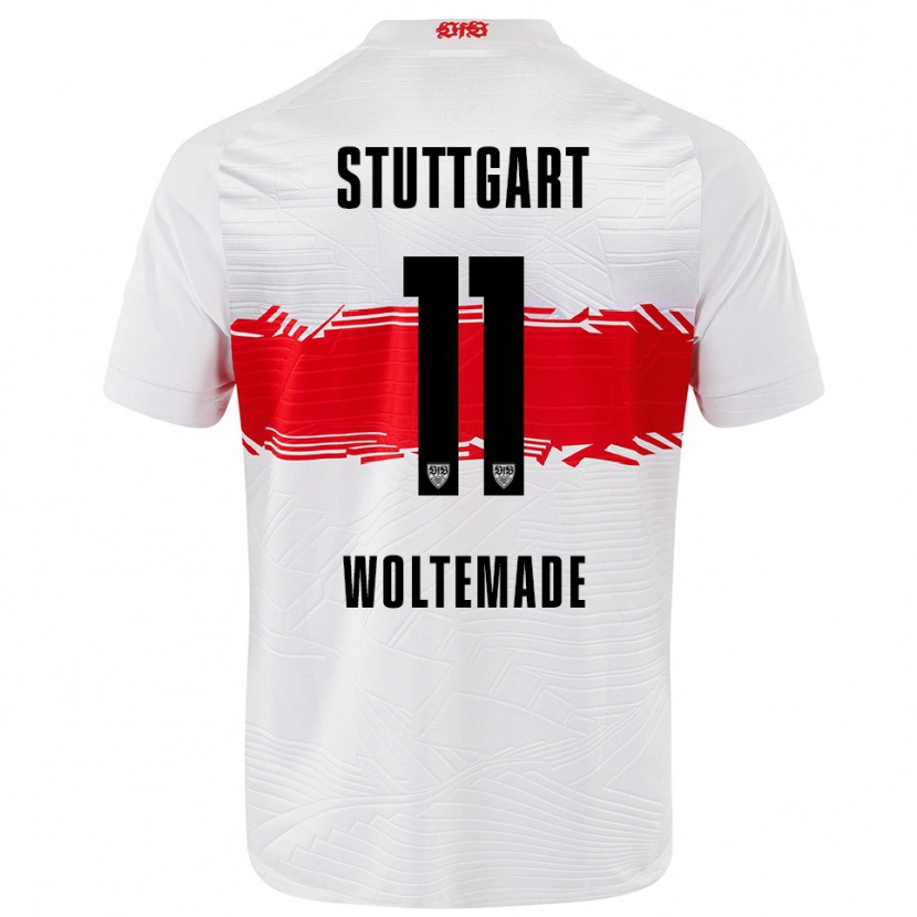 Danxen Hombre Camiseta Nick Woltemade #11 Blanco Rojo 1ª Equipación 2025/26 La Camisa México