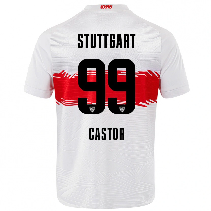 Danxen Hombre Camiseta Gillian Castor #99 Blanco Rojo 1ª Equipación 2025/26 La Camisa México