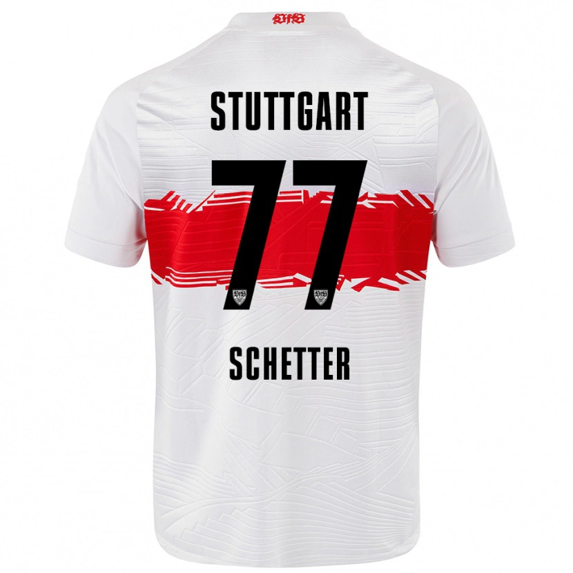 Danxen Hombre Camiseta Leonie Schetter #77 Blanco Rojo 1ª Equipación 2025/26 La Camisa México