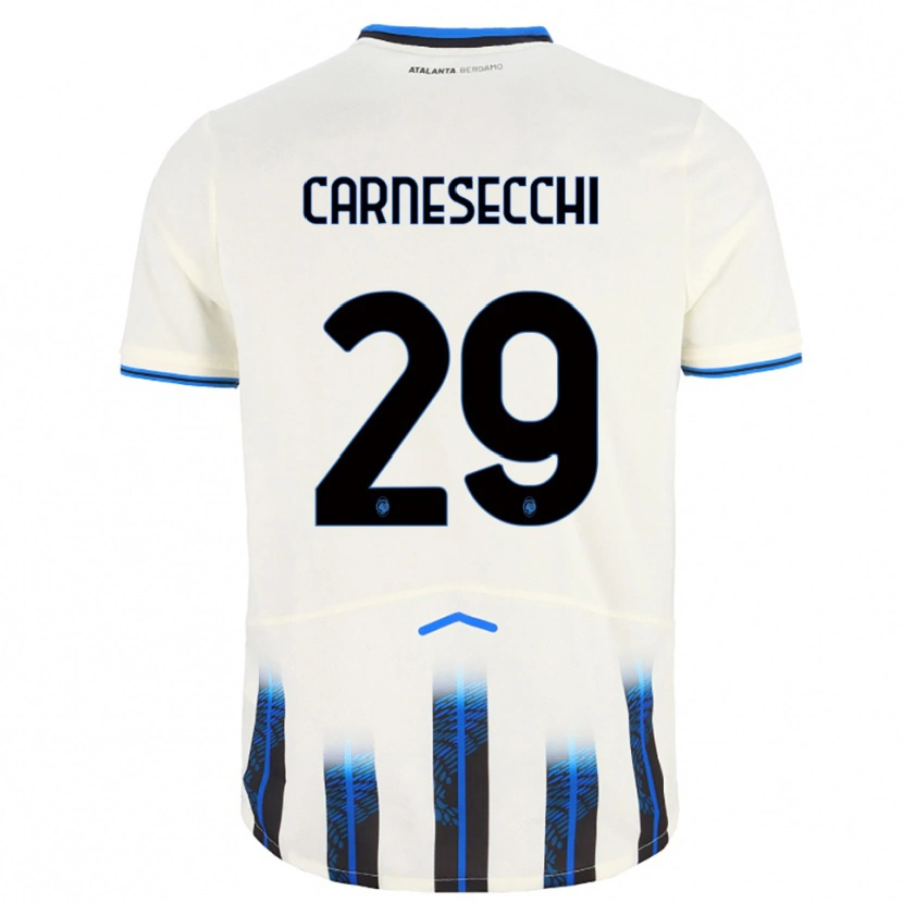 Danxen Hombre Camiseta Marco Carnesecchi #29 Blanco Azul 2ª Equipación 2025/26 La Camisa México