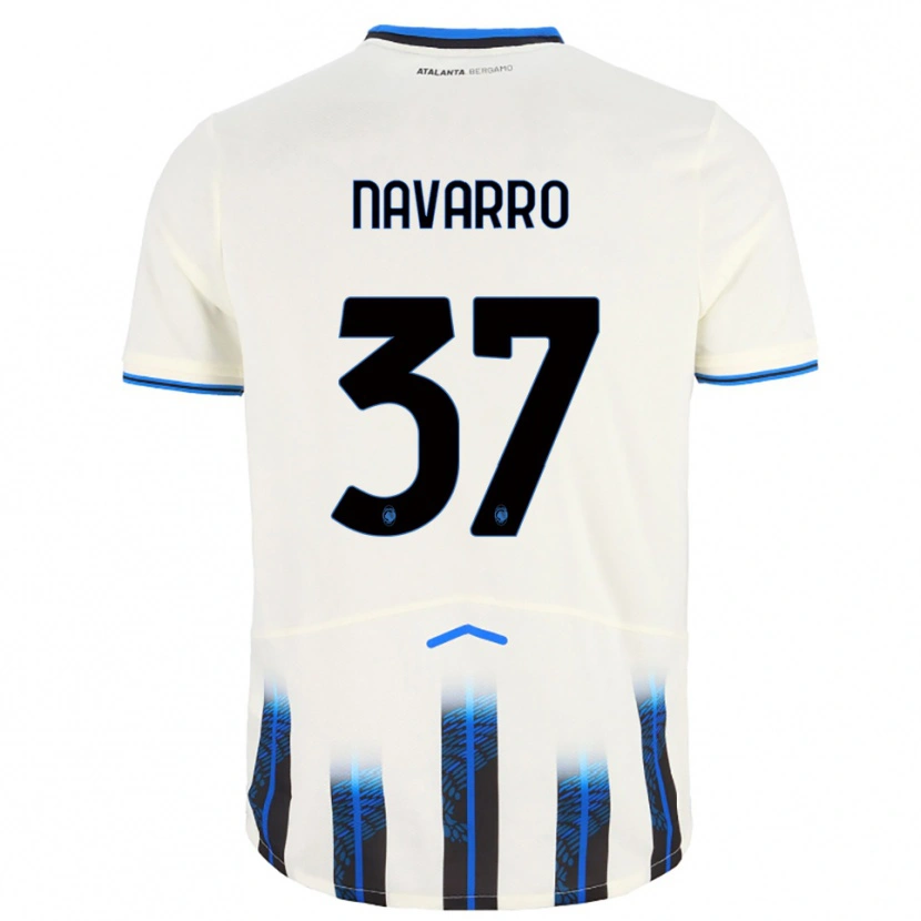 Danxen Hombre Camiseta Albert Navarro #37 Blanco Azul 2ª Equipación 2025/26 La Camisa México