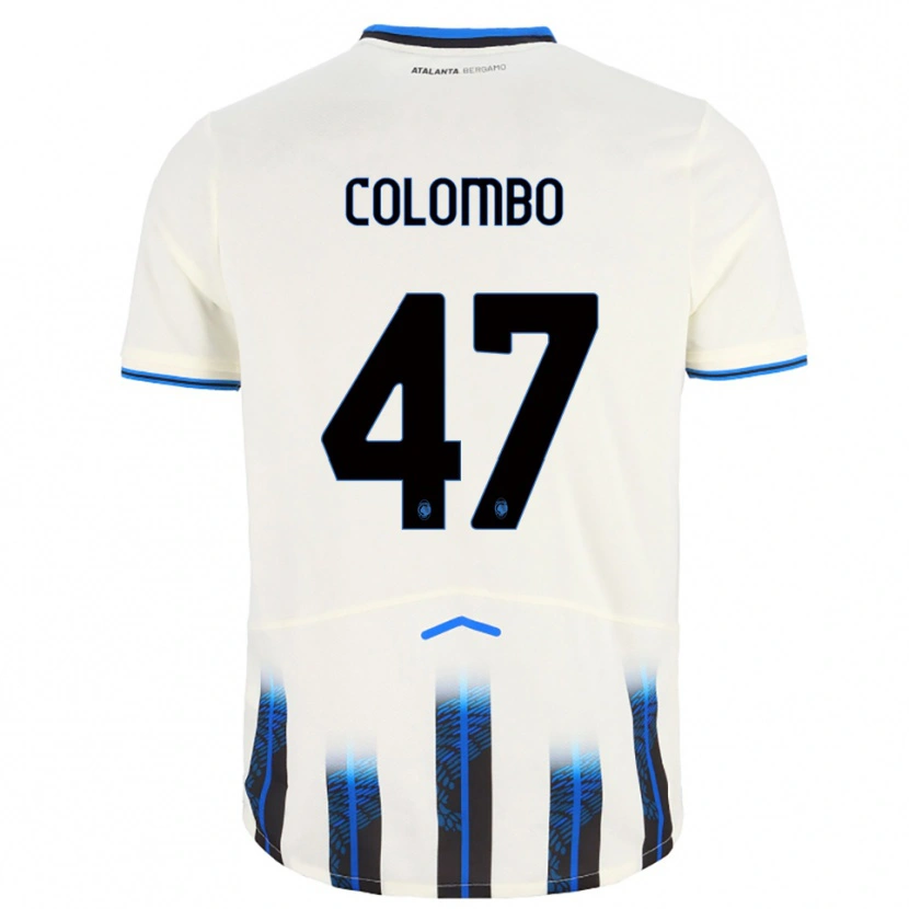 Danxen Hombre Camiseta Matteo Colombo #47 Blanco Azul 2ª Equipación 2025/26 La Camisa México
