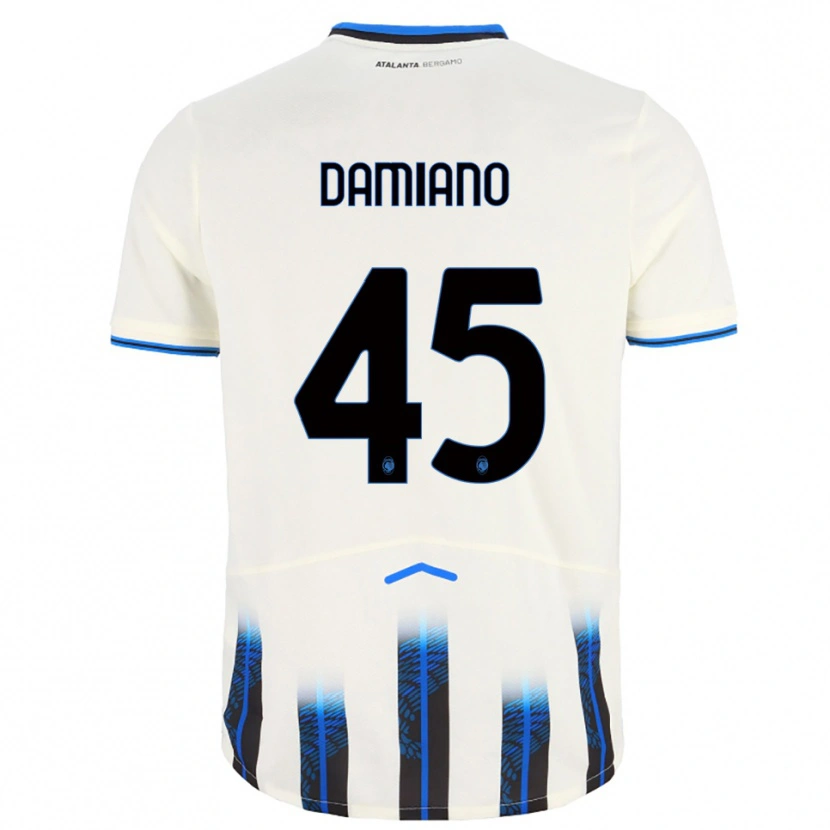Danxen Hombre Camiseta Vincenzo Damiano #45 Blanco Azul 2ª Equipación 2025/26 La Camisa México