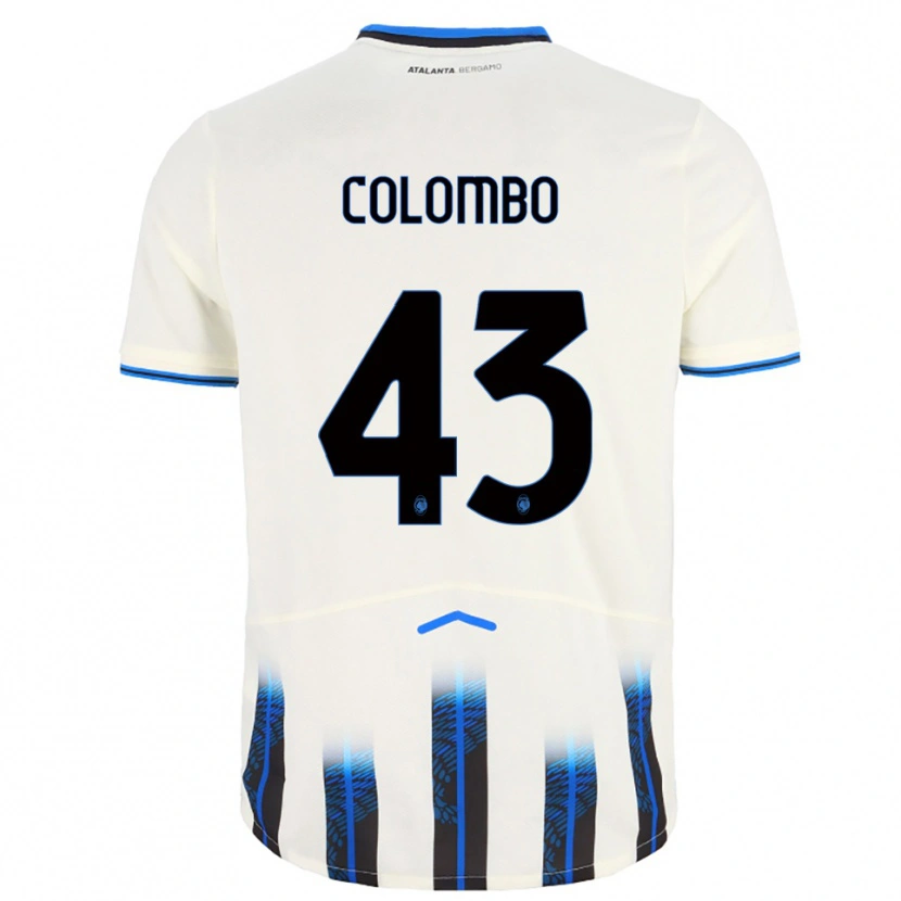 Danxen Hombre Camiseta Matteo Colombo #43 Blanco Azul 2ª Equipación 2025/26 La Camisa México