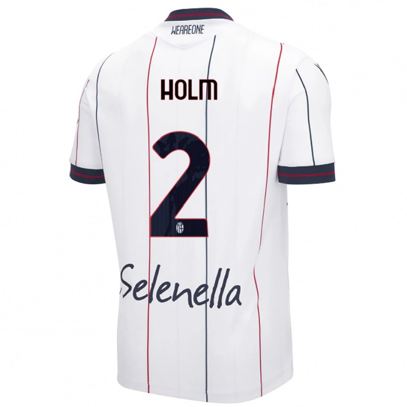 Danxen Hombre Camiseta Emil Holm #2 Blanco Azul Real 2ª Equipación 2025/26 La Camisa México