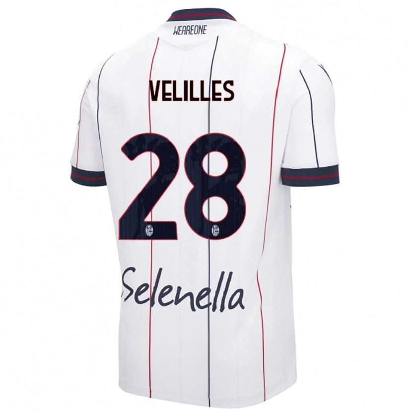 Danxen Hombre Camiseta Aarón Velilles #28 Blanco Azul Real 2ª Equipación 2025/26 La Camisa México
