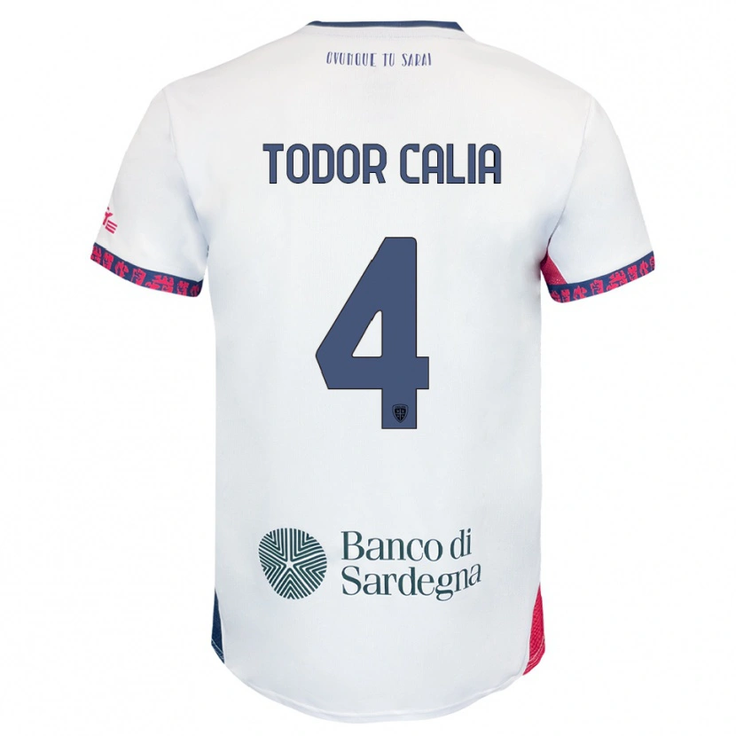 Danxen Hombre Camiseta Francesco Todor Calia #4 Blanco Marino Rojo 2ª Equipación 2025/26 La Camisa México