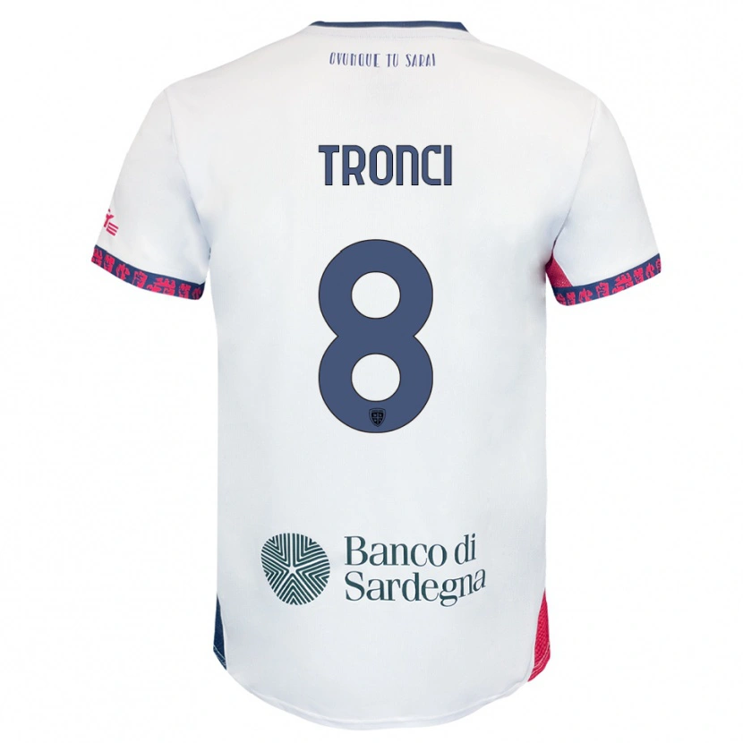 Danxen Hombre Camiseta Luca Tronci #8 Blanco Marino Rojo 2ª Equipación 2025/26 La Camisa México